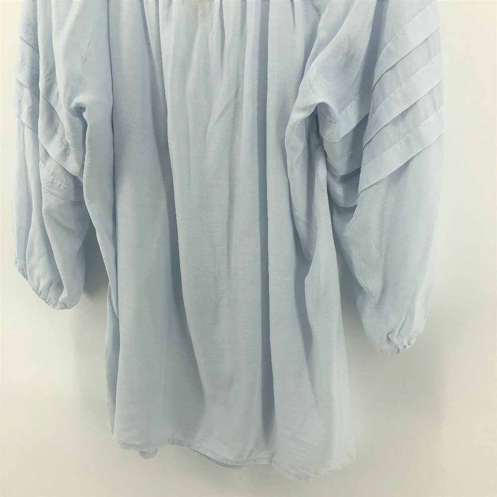 MAX STUDIO Peasant Ruffle Long Sleeve Blouse Blue - Picture 7 of 7